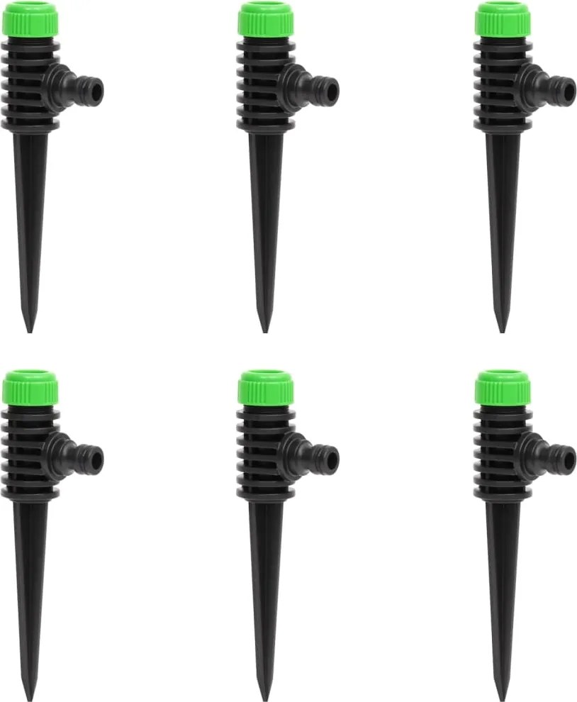 vidaXL Sprinklers rotativos 6 pcs 3x6x19,5 cm ABS/PP verde/preto