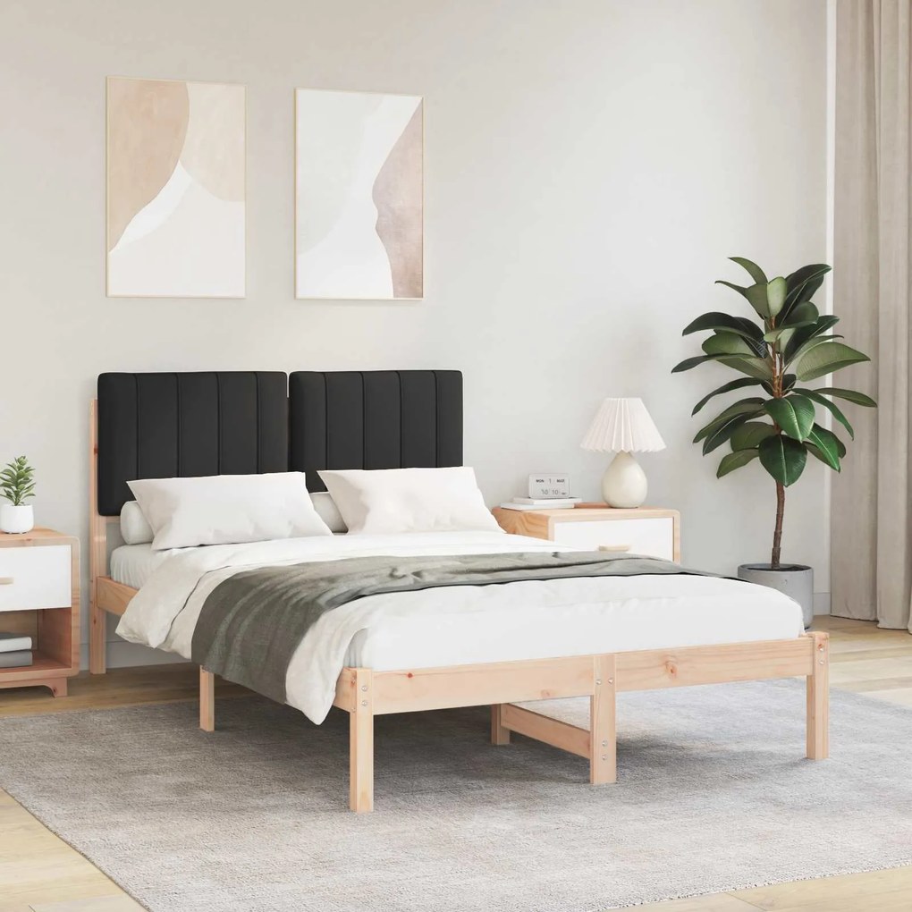 vidaXL Estrutura de Cama com Cabeceira Estofada Preto 120 x 190 cm