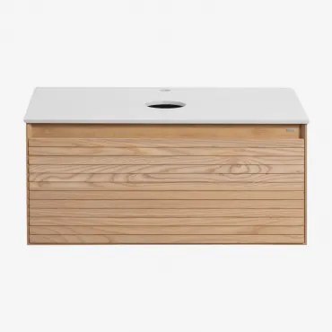 Conjunto De Móvel De Casa De Banho Suspenso Em Madeira De Freixo Tedrik Castanho Fresno & Sem Lavatório & Sem Espelho & Sem Torneira - Sklum