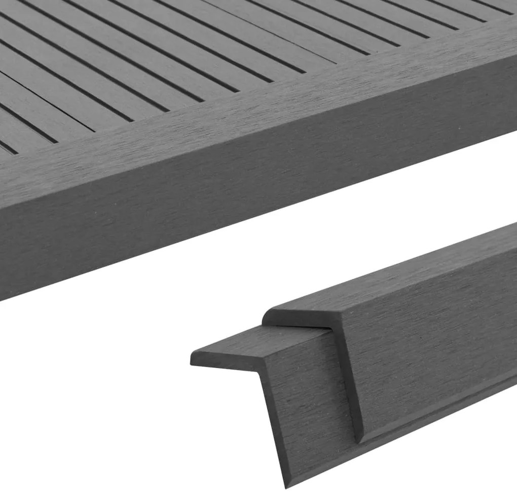 Perfis angulares p/ pavimento em WPC 5 pcs 170 cm cinzento