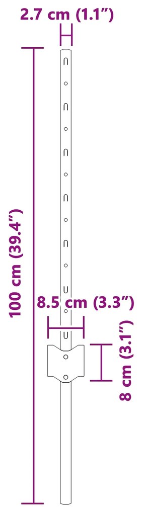 Postes de Cerca 11 pcs Canal U 60 cm Aço Galvanizado