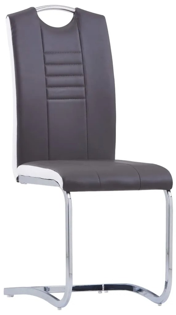 Cadeiras de jantar cantilever 2 pcs couro artificial cinzento