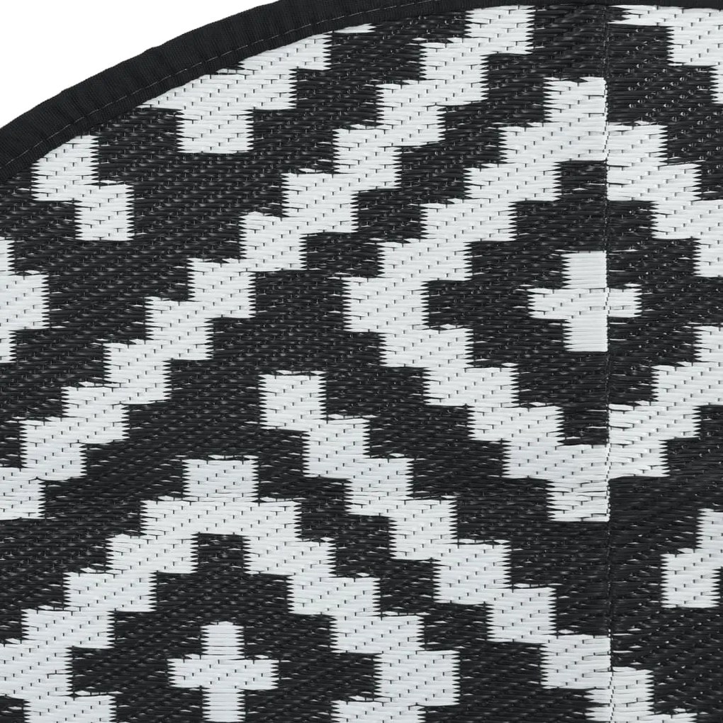 Tapete de exterior Ø160 cm ARAKIL PP branco e preto