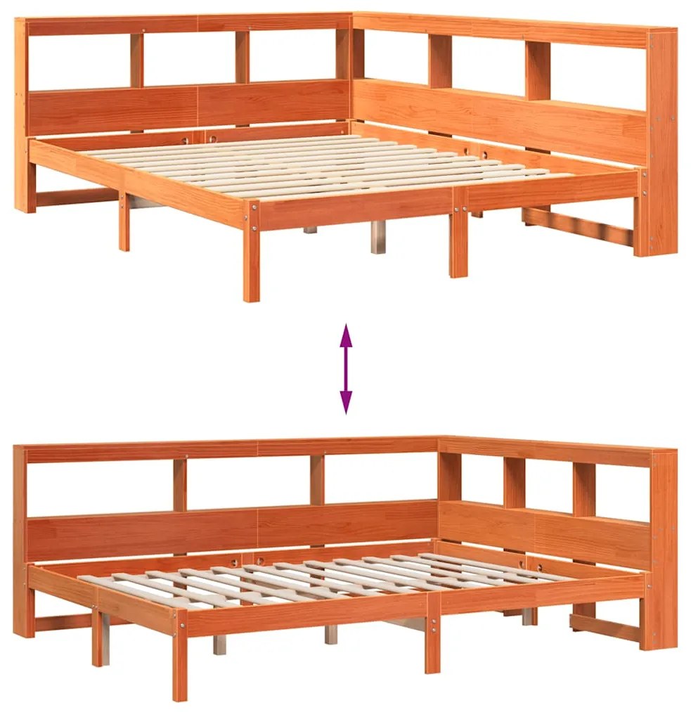 Cama com estante sem colchão 150x200 cm pinho maciço