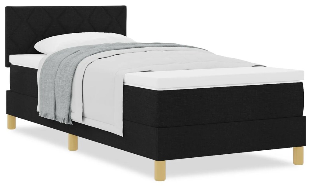 Cama Box Spring com Colchão Preta 90x200 cm Tecido
