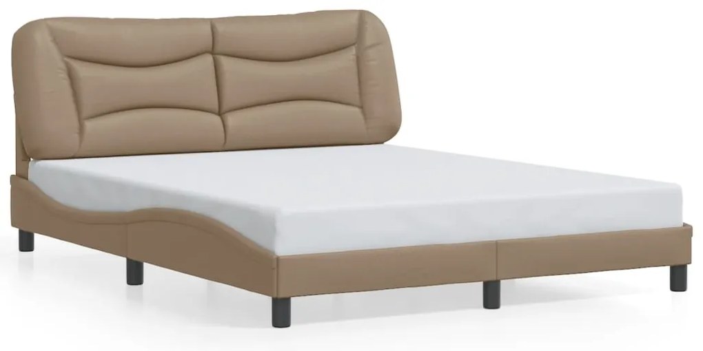 Estrutura cama c/ luzes LED 160x200 couro artificial cappuccino