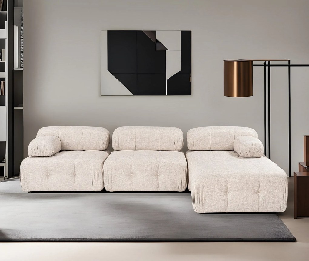 Sofá de Canto Doblo – Castanho Claro – 300x200 cm