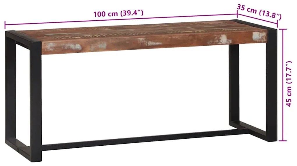 Banco Multicolorido 100x35x45 cm Madeira Recuperada