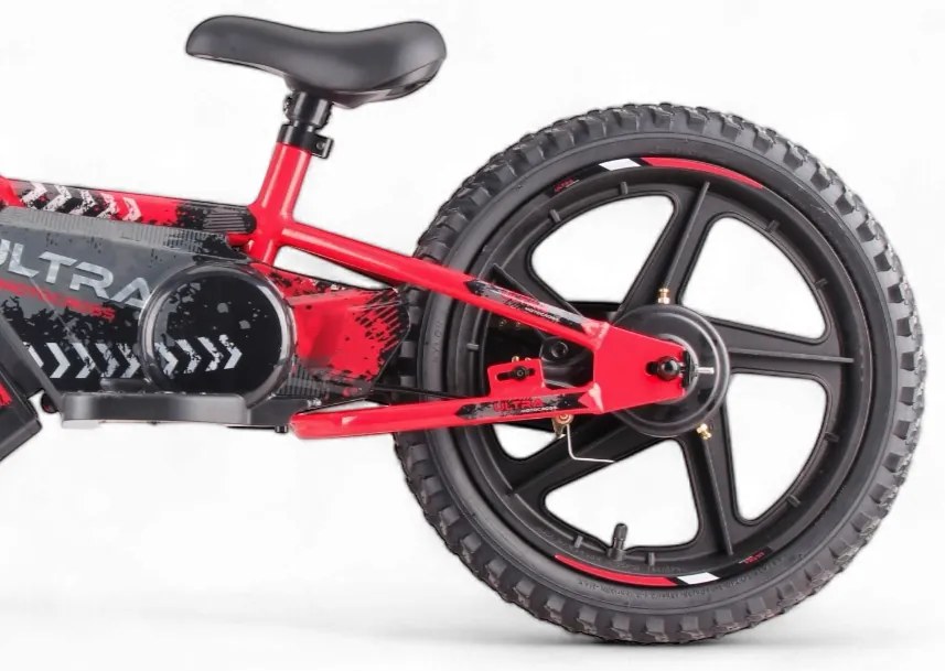 Bicicleta de equilíbrio elétrica para crianças de 24 volts, 16 polegadas -  vermelha