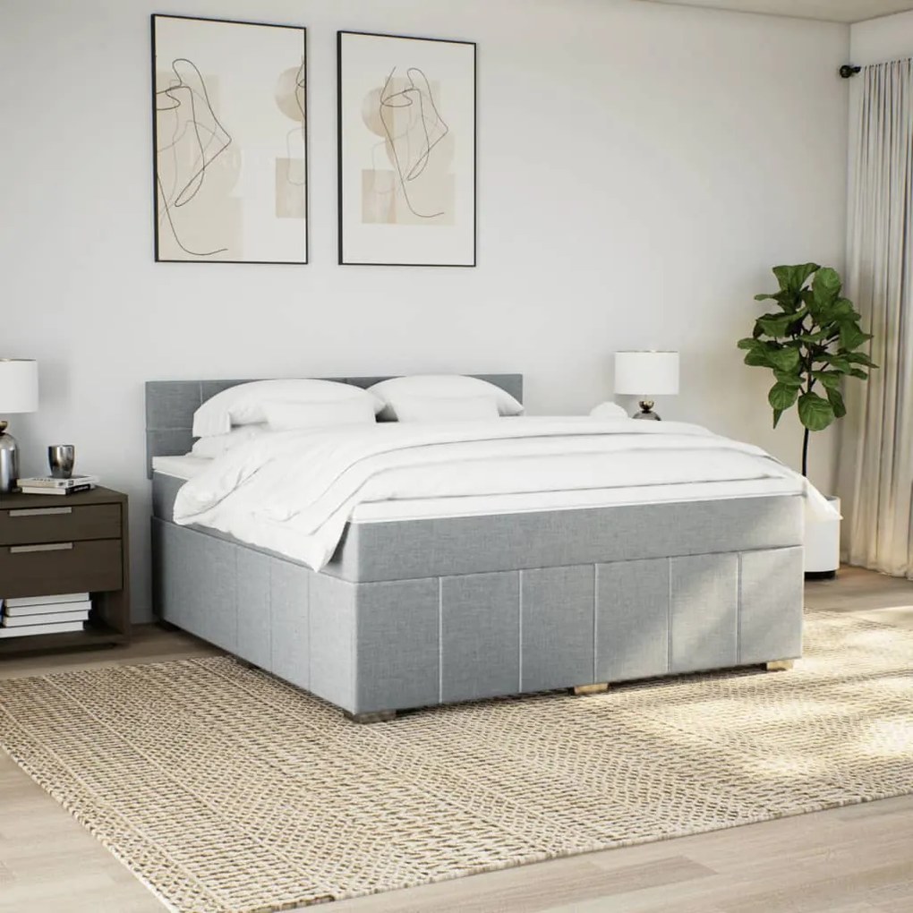 Cama com molas/colchão 180x200 cm tecido cinzento-claro