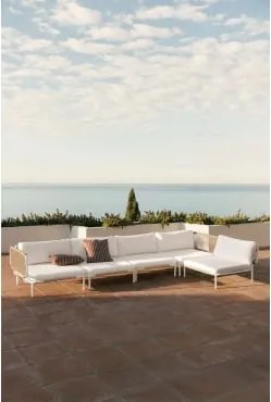 Sofá Modular De Jardim Em Canto De 5 Peças Em Aço Roubly Beige De Amêndoa - Sklum
