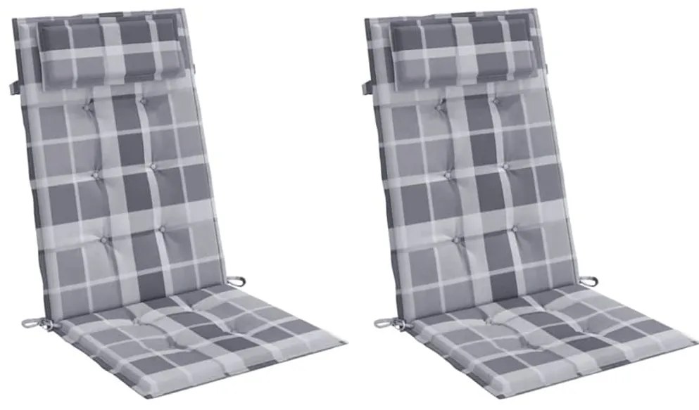 Almofadões cadeira encosto alto 2pcs tecido oxford xadrez cinza