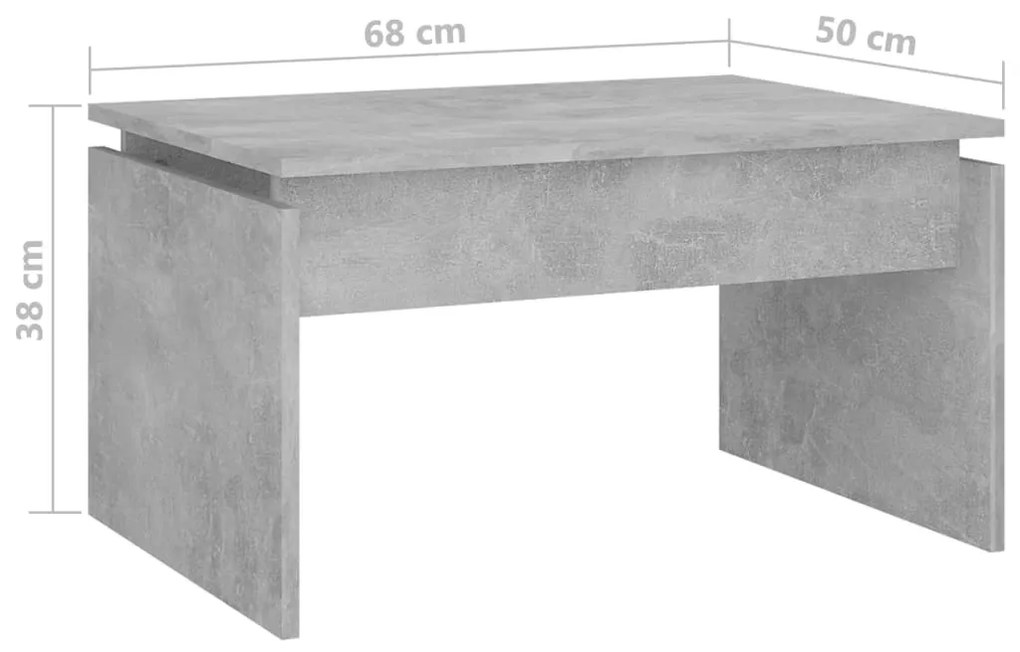 Mesa de centro 68x50x38 cm derivados madeira cinzento cimento