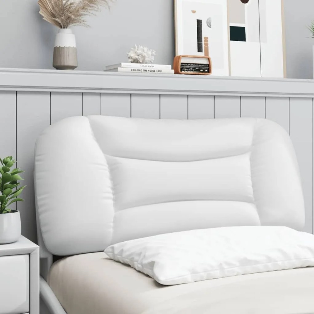 Almofadão de cabeceira 90 cm couro artificial branco