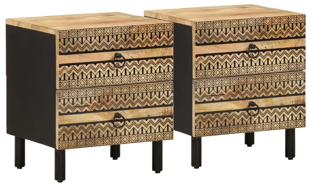 Mesa de cabeceira 2 pcs 40x33,5x46 cm mangueira áspera maciça