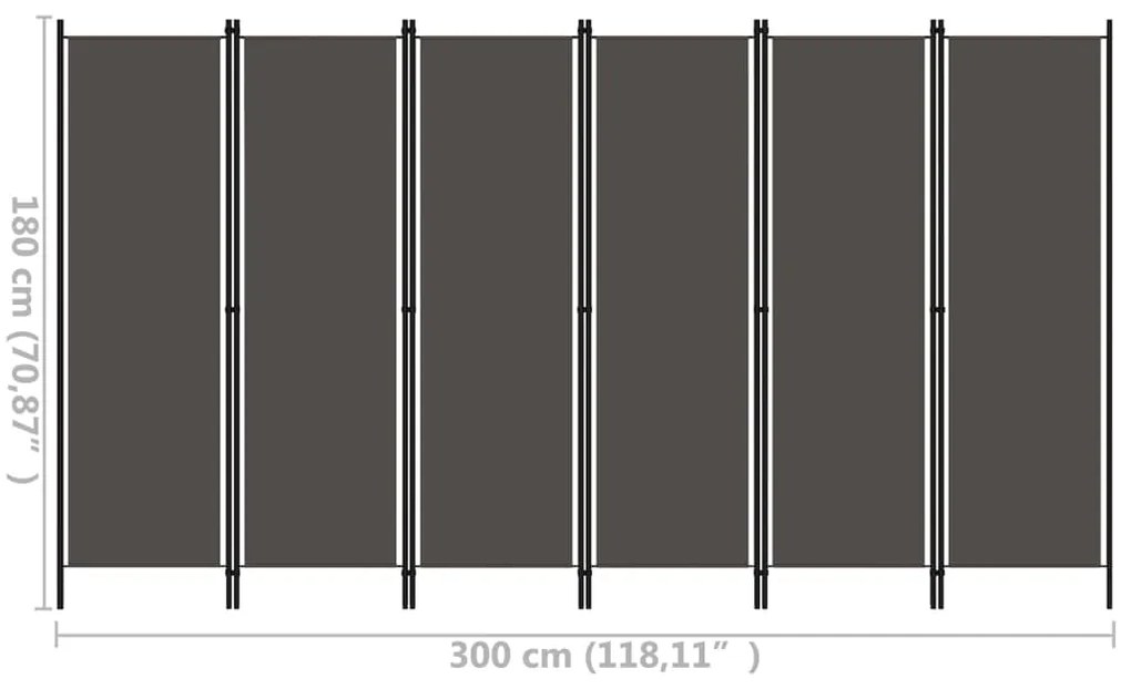 Divisória de quarto com 6 painéis 300x180 cm antracite