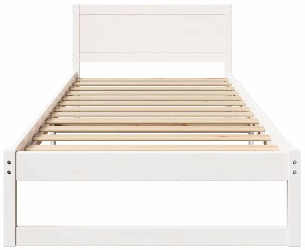 Estrutura de Cama Branca Madeira de Pinho Tamanho de Solteiro