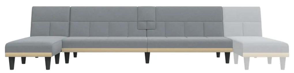 Sofá-cama em forma de L 255x140x70 cm tecido cinzento-claro