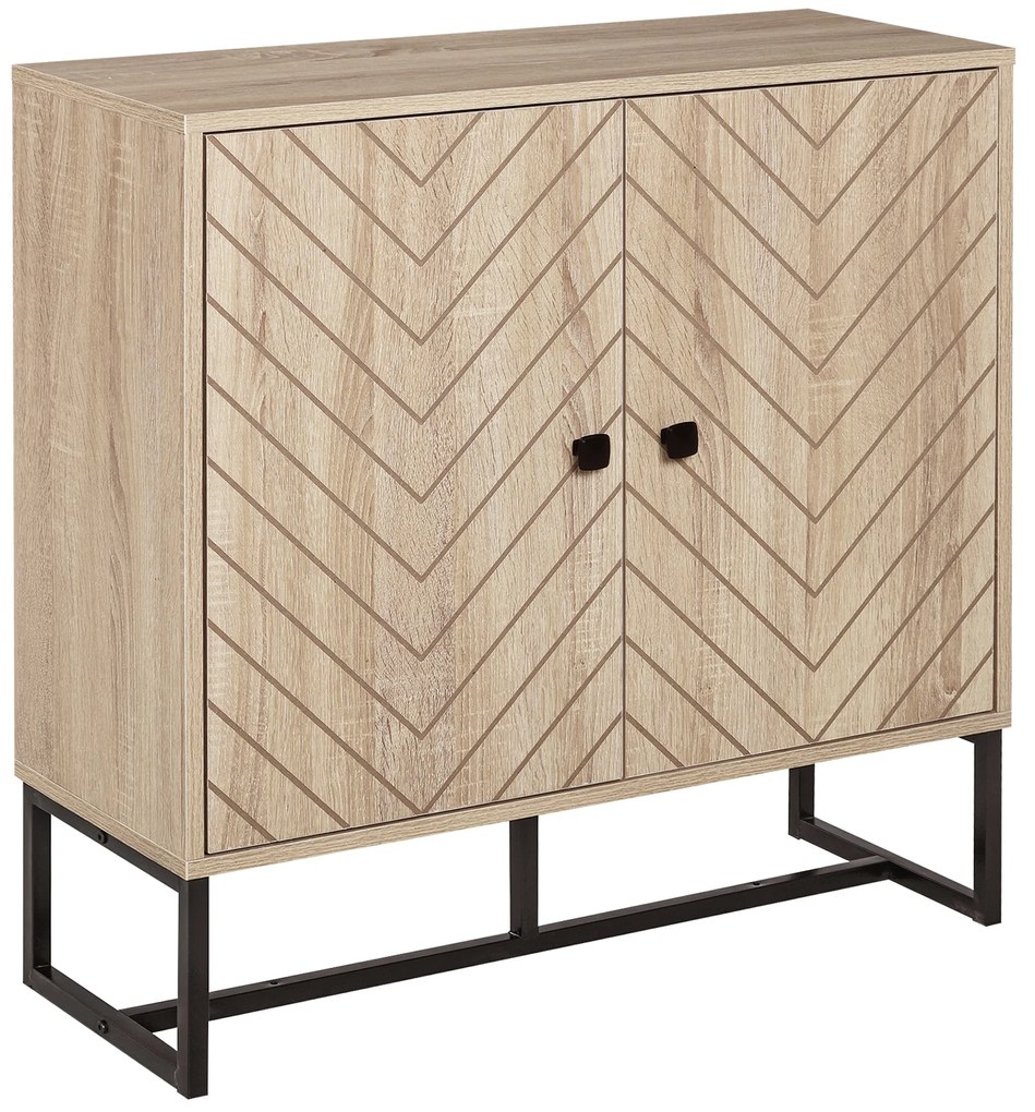 HOMCOM Aparador Sala Estar 2 Portas Prateleiras Armário Armazenamento Estilo Moderno Funcional 80x29,5x80 cm Madeira Preto | Aosom Portugal