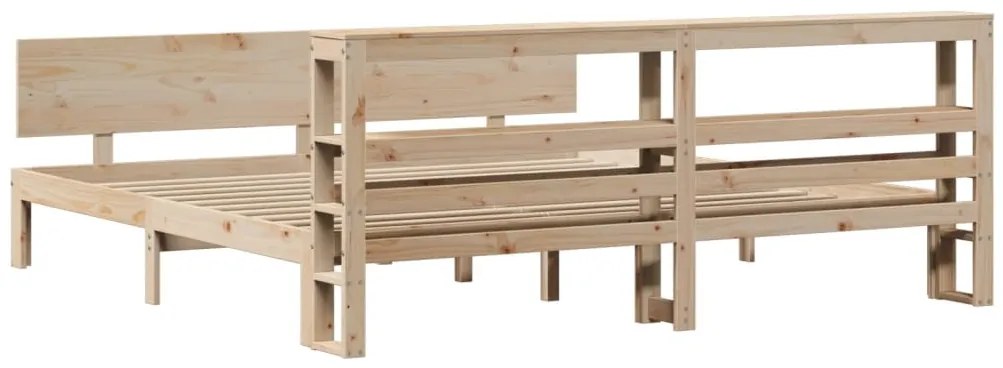 Estrutura de cama com cabeceira 200x200 cm pinho maciço