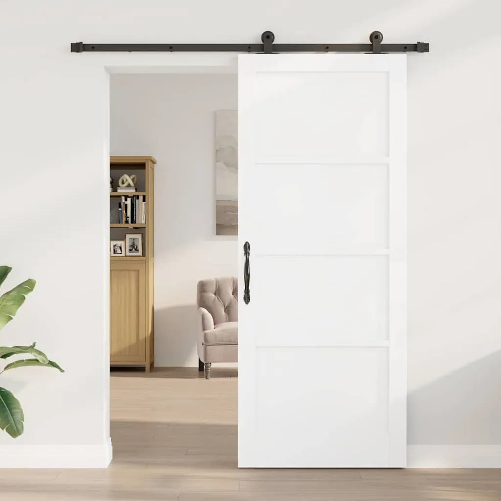 Porta Deslizante vidaXL com Conjunto de Ferragens Branca 86x211 cm Mad
