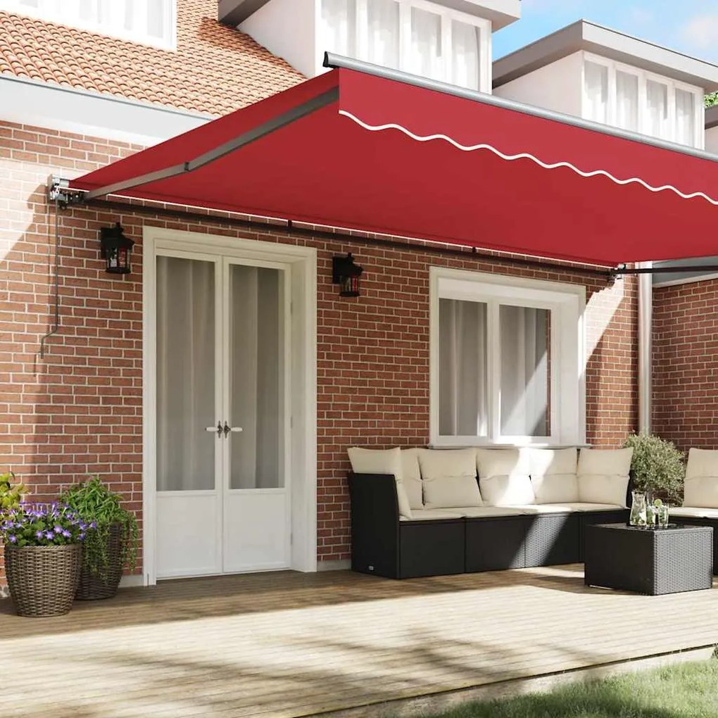 Toldo Retrátil Manual Vermelho 500x300 cm