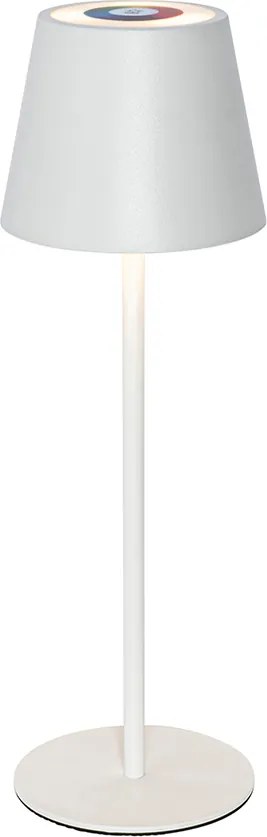 Candeeiro de mesa branco com LED regulável e recarregável RGB IP54 - Murdock