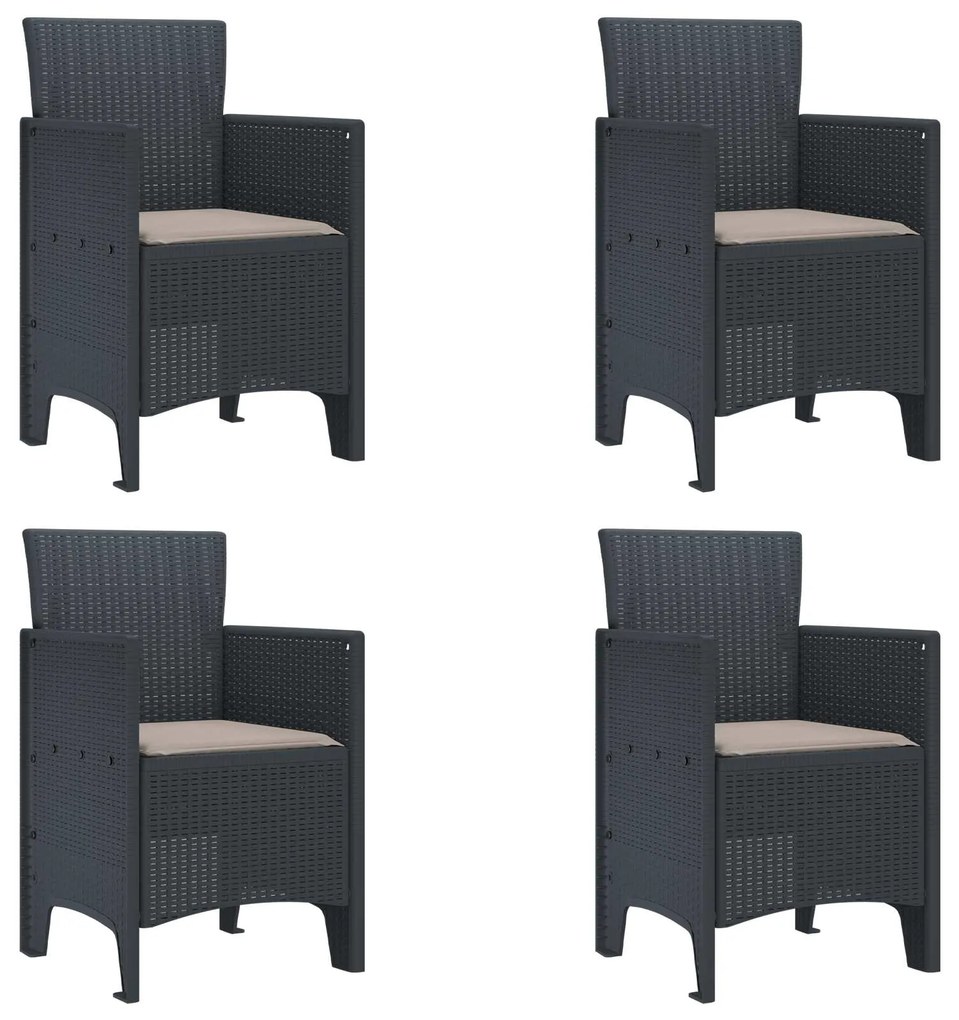 vidaXL Cadeira de Jardim 4 pcs Antracite 53 x 49 x 85 cm Polipropileno