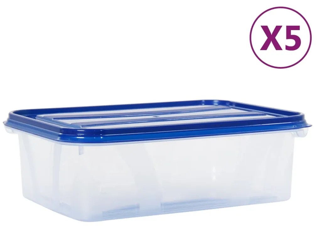 vidaXL Recipientes para alimentos com tampas 5 pcs PP