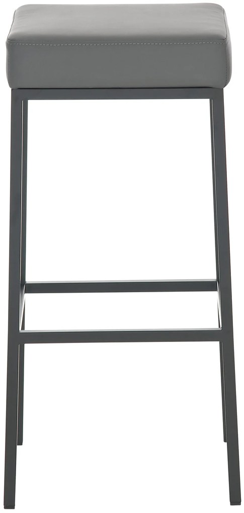 Banco de bar Montreal em couro sintético e com estrutura preta 37 x 83 x 37 cm Cinzento
