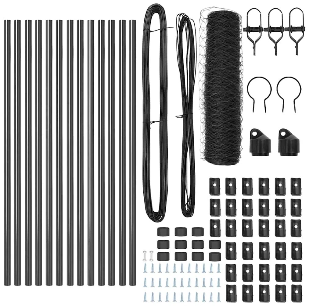 Conjunto de Cercamento Conjunto de 2 Cinza Metal 25 x 0,5 m