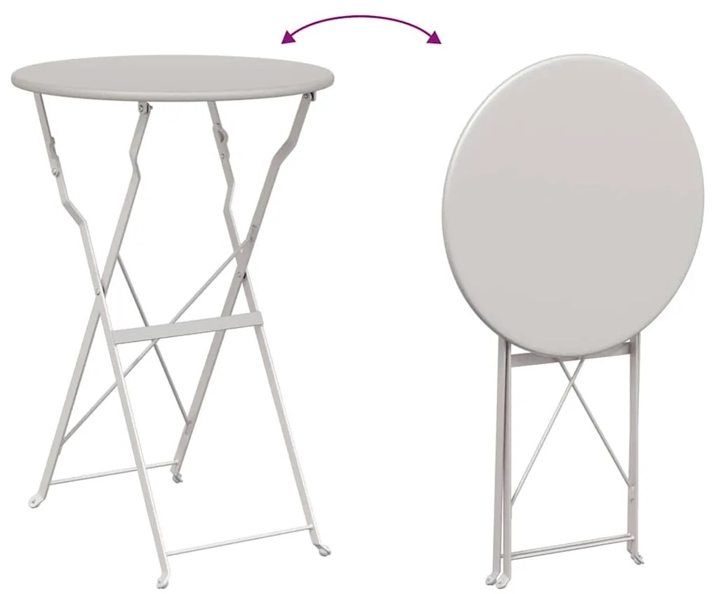 Mesa Bistro Dobrável Bege Ø50 x 71 cm em Aço Galvanizado