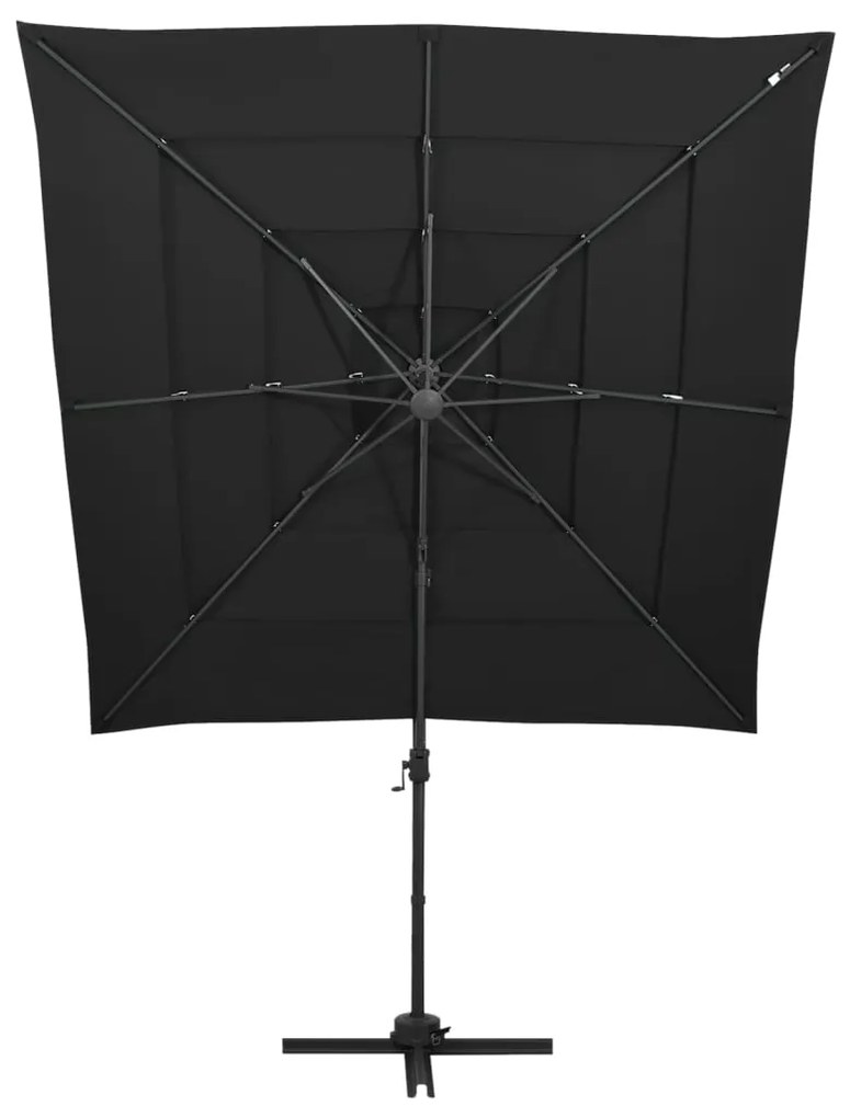 Guarda-sol jardim 4 camadas c/ poste alumínio 250x250 cm preto