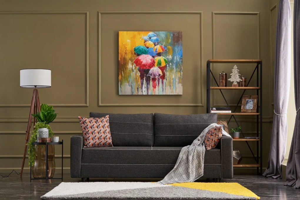 Sofá-cama de 3 lugares Ece – Antracite – 215x88x90 cm