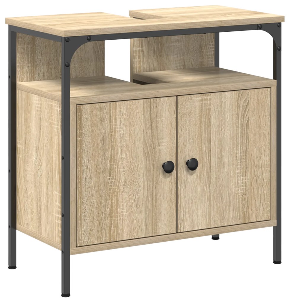 Conjunto de Armário de Banheiro de 2 Peças em Madeira Sonoma