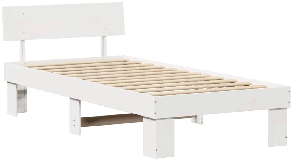 Estrutura da Cama Branco 90 x 200 cm Madeira de Pinheiro Sólido