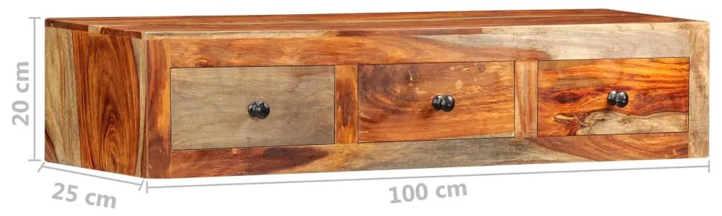Mesa consola de parede 100x25x20 cm madeira de acácia maciça