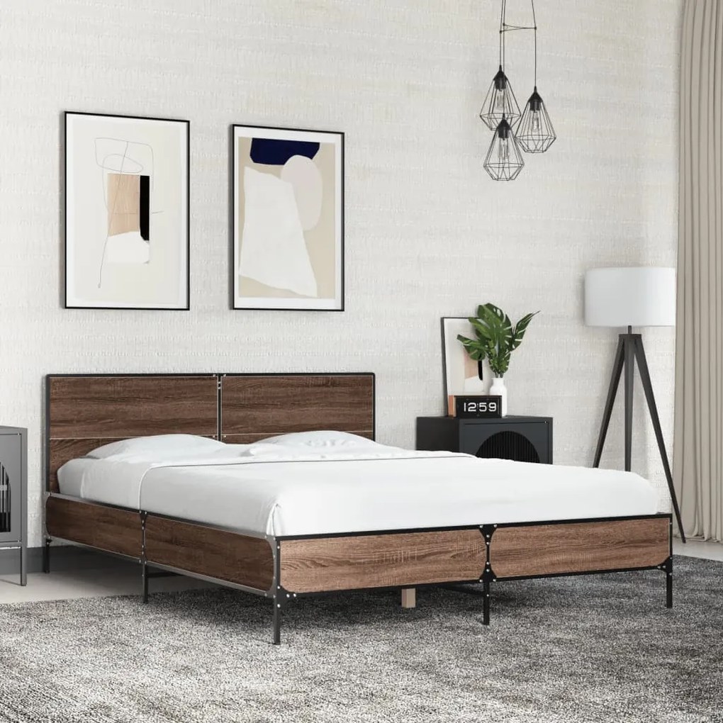 vidaXL Estrutura de cama 140x190cm derivados madeira/metal