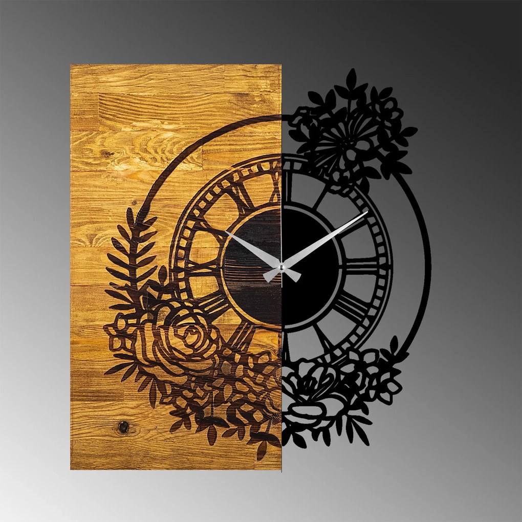 Relógio de Parede Decorativo Mas-014 – Nogueira e Preto – 58 x 3 x 51
