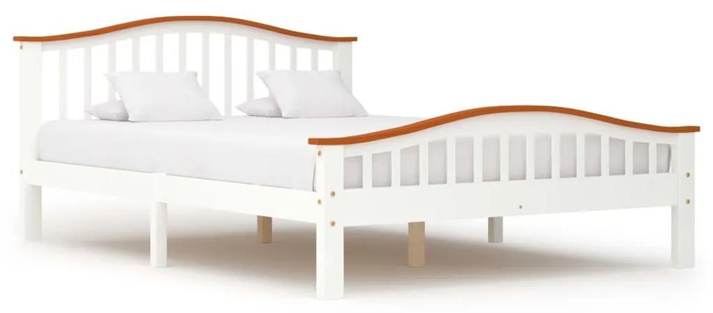 Estrutura de cama pinho maciço 140x200 cm cor branco e carvalho