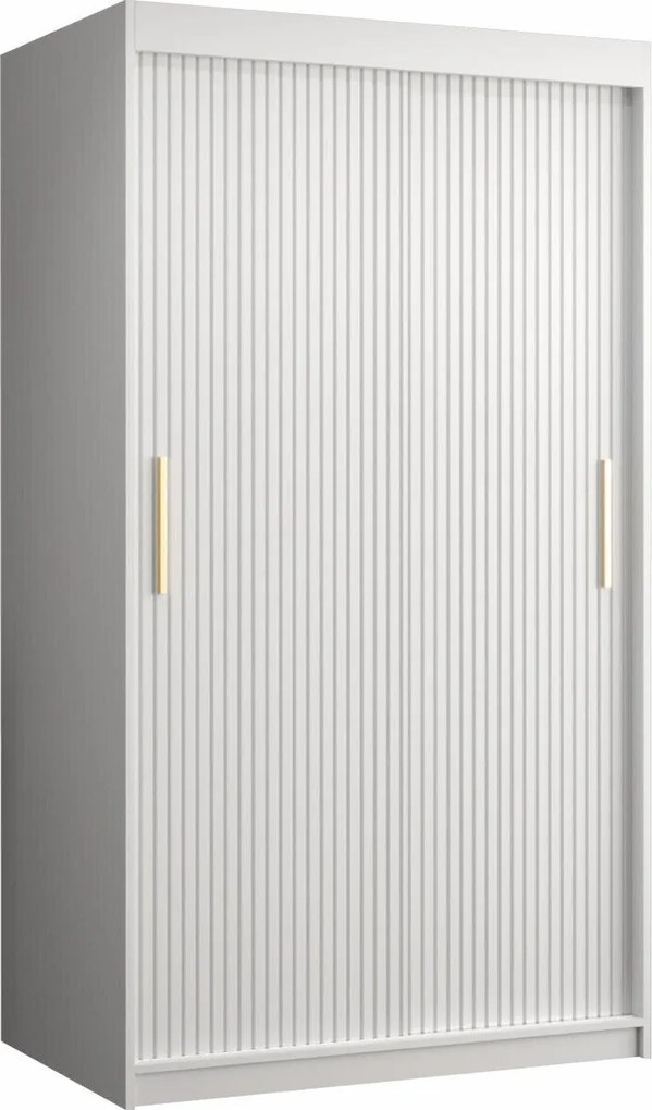 Roupeiro Elblaru 100, Branco, 200x100x62cm, 99 kg, Portas para roupeiro: Deslizante, Número de prateleiras: 5, Número de prateleiras: 5