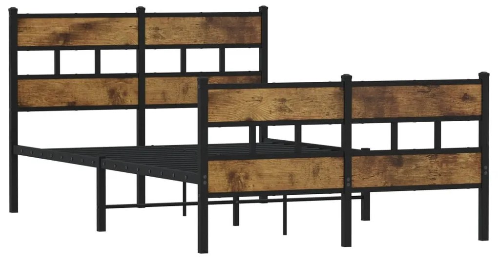 Estrutura de cama sem colchão 120x190 cm metal carvalho fumado
