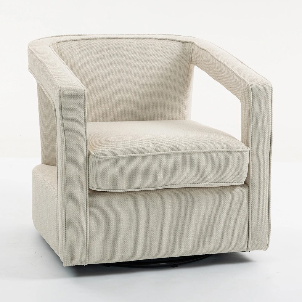 HOMCOM Poltrona para Sala giratória 360° Poltrona lounge Relax com encosto e apoios de braço integrados 77 x 75 x 72 cm Bege | Aosom Portugal