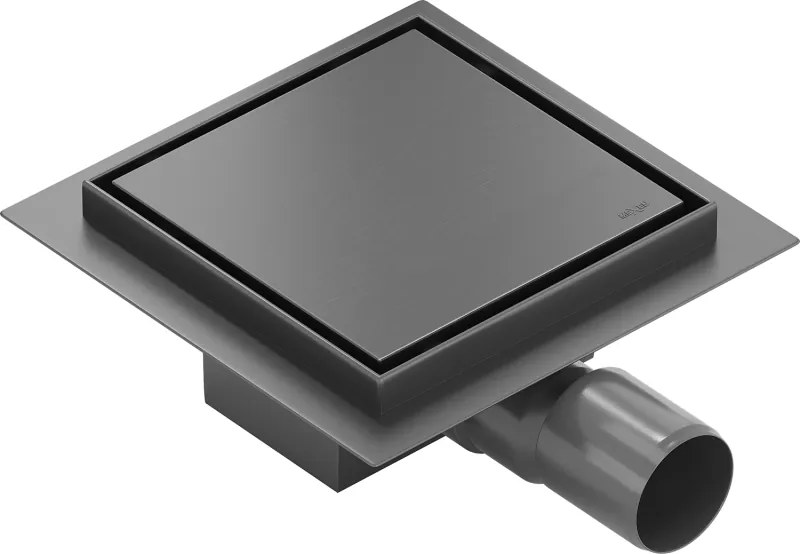 Mexen Flat-Q Ralo de chão quadrado M13 12 x 12 cm, cinza metal escovado - 1E10012