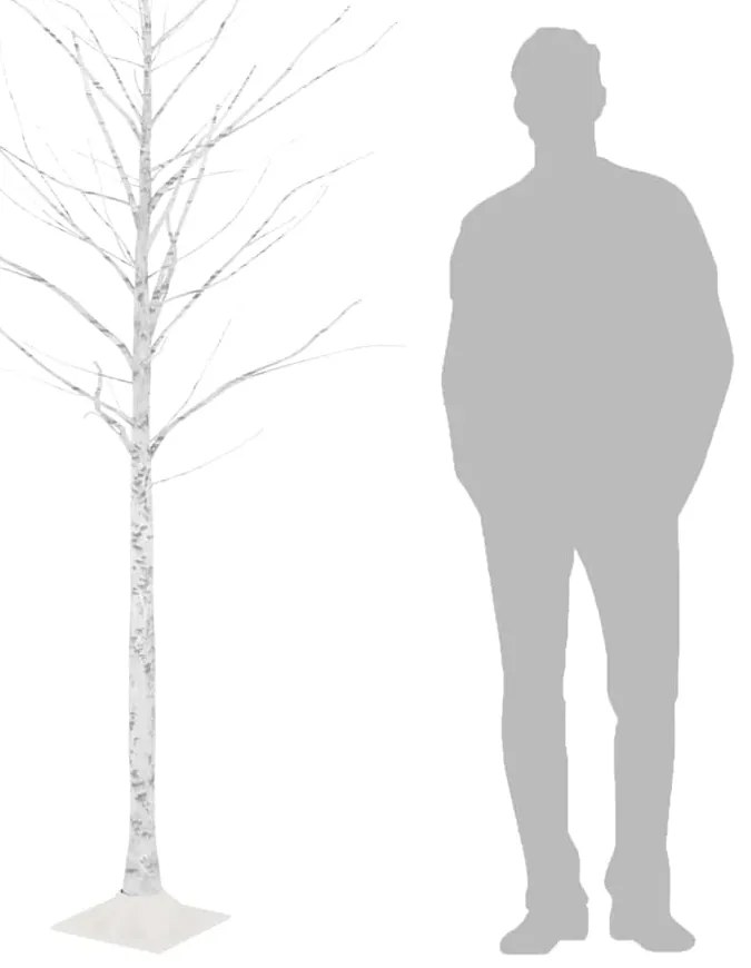 Árvore c/ 128 luzes LED 220 cm bétula branco quente