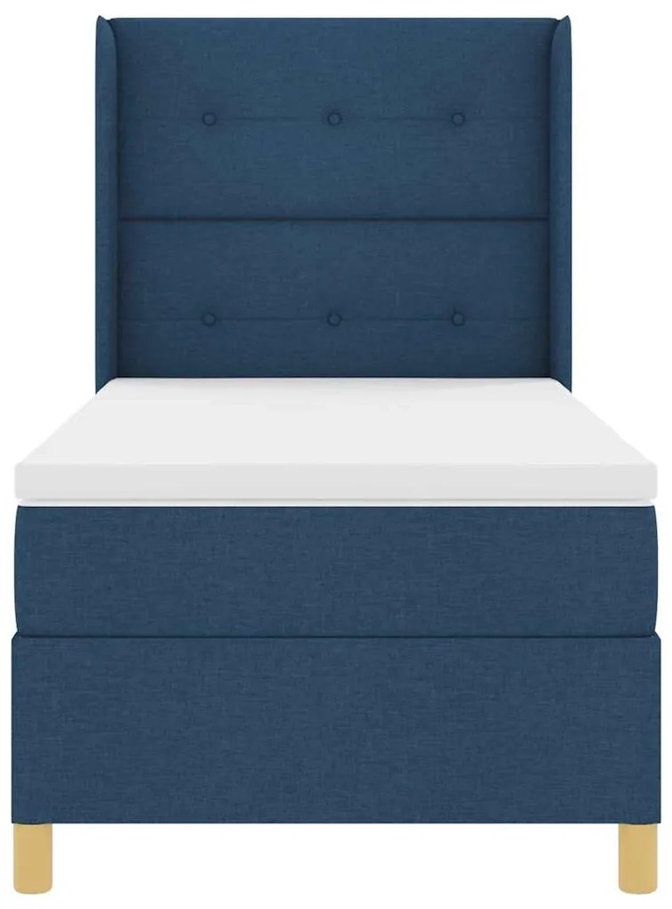 Cama Box com Colchão e LED Azul 90x200 cm Tecido