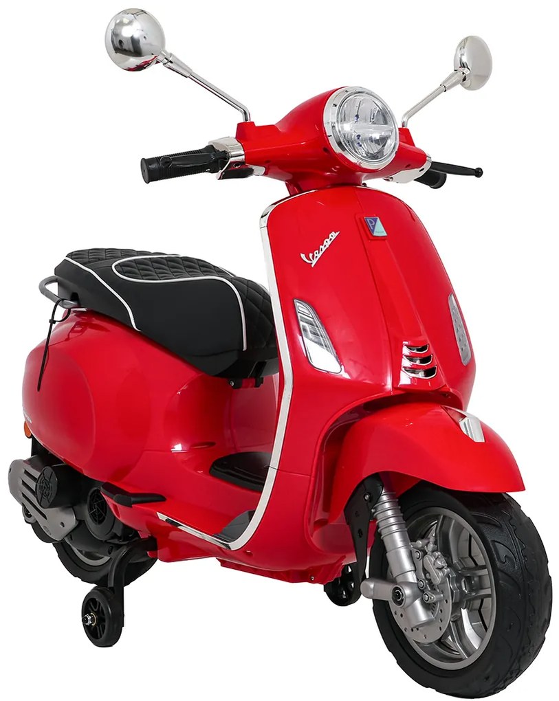 Vespa eletrica para crianças 12V ROMA, Rodas Espuma EVA, assento couro ecológico Vermelha