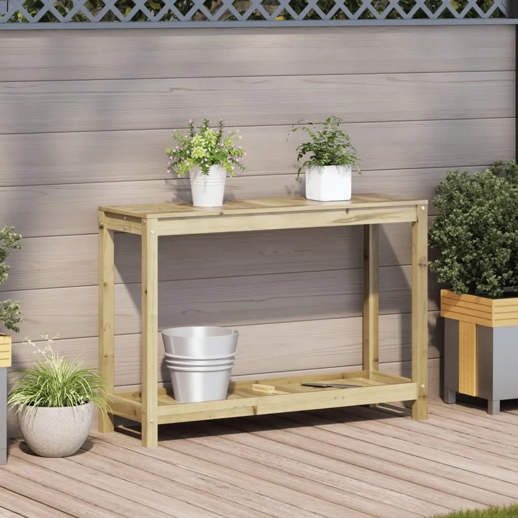 Mesa de jardinagem c/ prateleira 108x35x75 cm pinho impregnado
