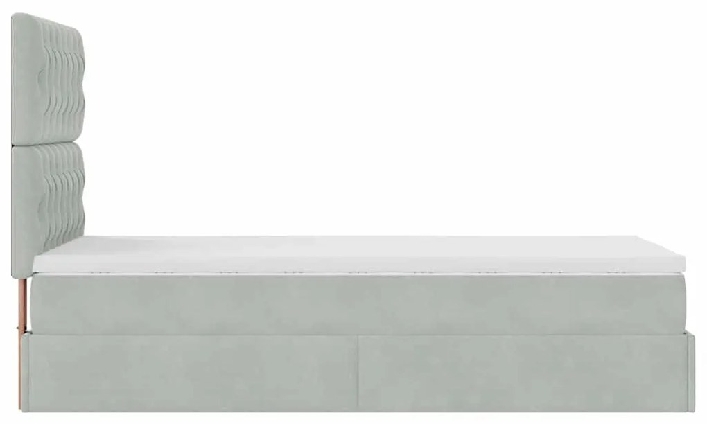 Estrutura cama otomana colchões 90x200 cm veludo cinzento claro