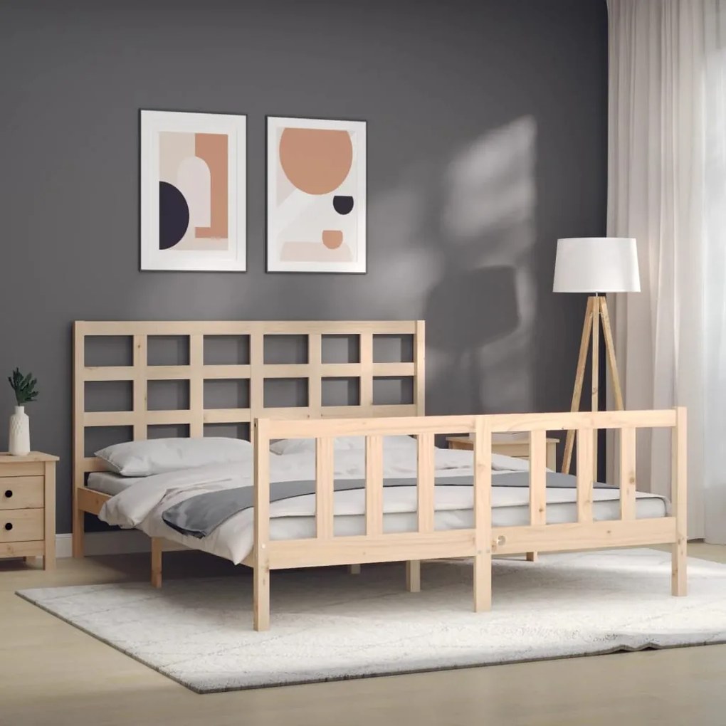 Cama sem colchão 160x200 cm madeira de pinho maciça